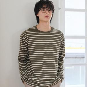 남성 스트라이프 20수 코튼 긴팔 티셔츠 PHF4TS1220