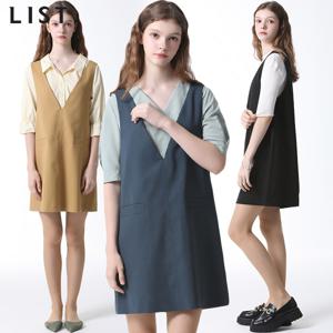 딥 브이넥 레이어링 원피스