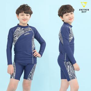 남아동 긴팔 래쉬가드 세트 네이비지브라 B_1O735