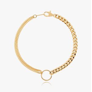 엘렌쥬얼리 14K 할로우 커브 앤 커브 레이어드 체인팔찌