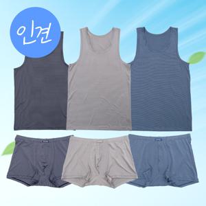 남성 인견 쿨런닝+드로즈팬티 여름 속옷세트 6매
