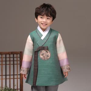 [더예한복] QT219-연빛그린 남아한복 아동한복