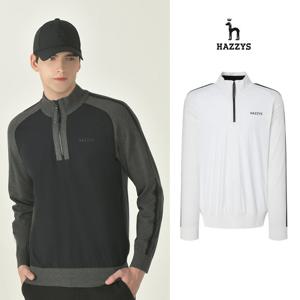 헤지스남성 반폴라 우븐 하이브리드 집업티셔츠 평상겸용 골프니트 HUSW5D714