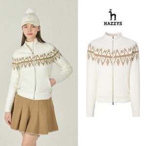 [인기] 헤지스여성 노르딕 방풍 집업 가디건 평상겸용 골프스웨터 HWSW5D717