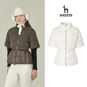 [인기] 헤지스여성 조끼겸용 반팔 구스 다운점퍼 평상겸용 골프점퍼 HWJU5D755