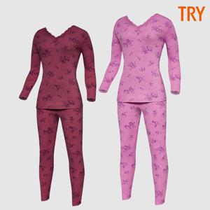 할머니내복 순면 양면 꽃무늬 플라워 보온내의 동내의 세트 겨울 선물