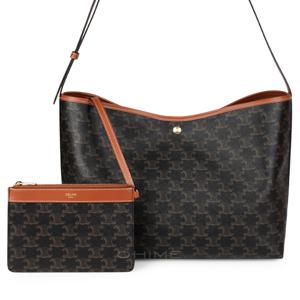 (국내 당일출고) 숄더백 소프트 쇼퍼 트리옹프 캔버스 카프스킨 탄