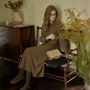 PM_Plaid shirt fake two-piece dress