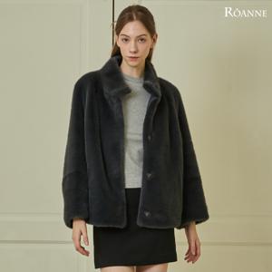 [최초가149,000원]하이넥 페이크 퍼 하프 코트