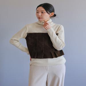 뷔스티에 블록 니트 탑