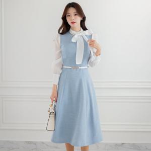 (~XXL까지) 케아솔 트위드 민소매 플레어 원피스 봄 가을 하객룩 오피스룩 모임룩 격식룩 빅사이즈