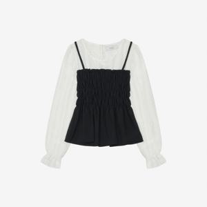 뷔스티에 배색 블라우스 TLBAH2401