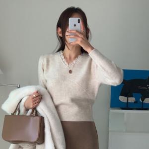 레이스 레이어드 니트 풀오버 VLUCY7967