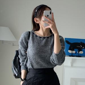 리본 끈 보트넥 니트 풀오버 VLUCX2970