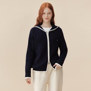 라인 배색 후드 집업 니트 가디건 TLCCY7987