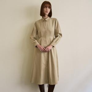 피치기모 퍼프소매 롱 셔츠원피스 VJOAY2544