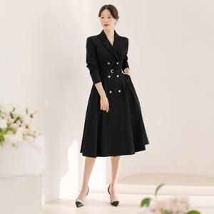 (~XXL까지) 아케나 더블버튼 벨트 A라인 원피스 봄 가을 하객룩 오피스룩 모임룩 격식룩 빅사이즈