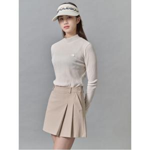 (BJ5241A050)여성 넥변형 플리츠 긴팔 티셔츠 - 아이보리