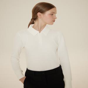 헤지스 골프 여성 [[24FW]] HWTS4D711OW 화이트 여성 기모 하프집 카라 티셔츠