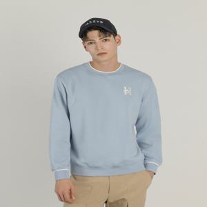 헤지스 골프 [[25SS]] HUTS5A991B1 블루 남성 소프트터치 배색 포인트 맨투맨