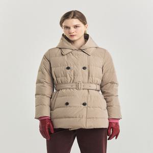 헤지스 여성 [[24FW]] HSJU4D909I2 [가격인하][구스다운] 베이지 트렌치형 체크 안감 하프 중량