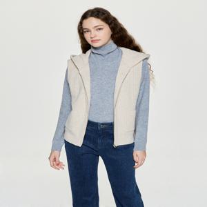 헤지스 여성 [[25FW]] HSSW5D003I2 [시즌오프]울100 변형 케이블 후드 베스트 베이지