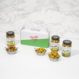 [페렐로 올리브] 선물 세트 (350g 3병 / 박스포장) 그린 고달 만자닐라 칵테일 올리브 절임 선물