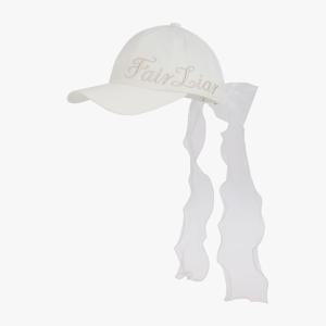 사이드 로고 오간자 리본 캡(아이보리)