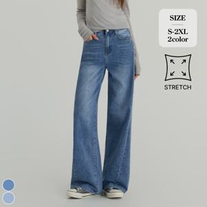 [브리치]  /  단독  (찐스판10탄) 밴딩 와이드 워싱 절개 데님 (2color)