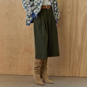 코듀로이 와이드 투핀턱 큐롯 팬츠