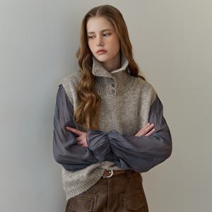 스팽글 믹스 버튼 하이넥 니트 베스트