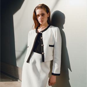 모던 셋업 라인 배색 트위드자켓 VJJAX7141