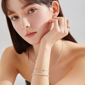 14k 모이사나이트 클로버 체인 팔찌