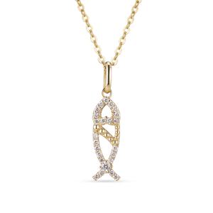 14k 럭키피쉬 랩 다이아몬드 펜던트