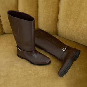 [정상가:156,000원] KM287-L 핸드메이드 슬림 토우 버클 롱 부츠 I 2Colors