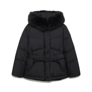 [본사][최초가:899,000원] 구스 다운 벨티드 퍼 미디 패딩 A254PWDA10