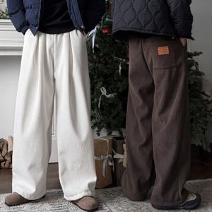 [브리치]  / 앤더 남자 루즈 와이드핏 앞주름 스트링 밴딩 코듀로이 팬츠