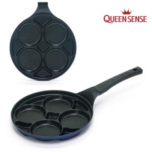 퀸센스 에그팬 4구 브런치팬 인덕션용 원형 오일로드 소스 계란 플레이팅 후라이팬