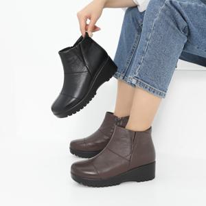 [브리치]  /  천연소가죽 코리에 통굽 앵클부츠 5cm