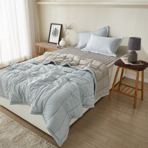 마빈 스트라이프 단면 극세사 차렵이불+패드+베개커버 패드세트 SS슈퍼싱글