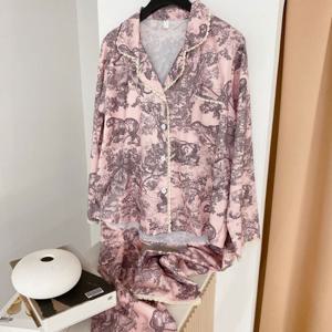 [브리치]  / 멜로크 핑크 기하학 레이스 파자마 홈웨어 잠옷 세트