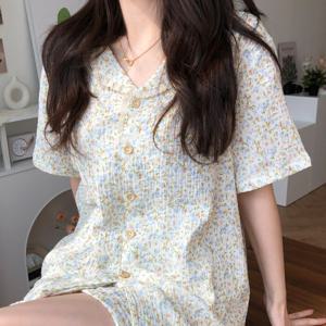 [브리치]  / 거즈면 코튼100%  꿈속정원 여름 잠옷 파자마 세트