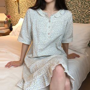 [브리치]  /  단독  빅사이즈 가능 도비 면 100% 시원한 여름 원피스잠옷