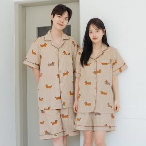 [브리치]  / 루즈핏 빅사이즈 닥스훈트 여름 커플잠옷 시원한 홈웨어