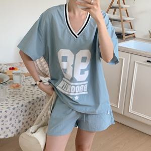 [브리치]  / 오버핏 넘버 반팔 아노락 밴딩 숏팬츠 set