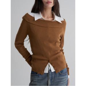 오프숄더 슬림 풀오버  옐로이시 브라운 (165X51AY2B)