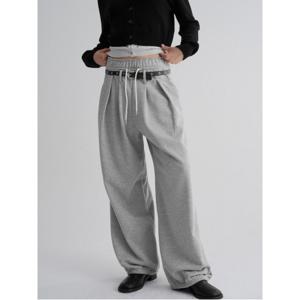 턱 디테일 저지 와이드 팬츠 - 그레이 (165X21CC13)