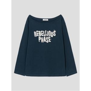 보트넥 기모 긴소매 그래픽 티셔츠 - 그린 (355X41LY3M)