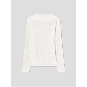 모크넥 주름지 긴소매 티셔츠  아이보리 (115X41BY10)