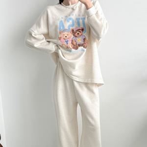 [브리치]  / 기모 곰돌이 루즈핏 맨투맨 팬츠 세트